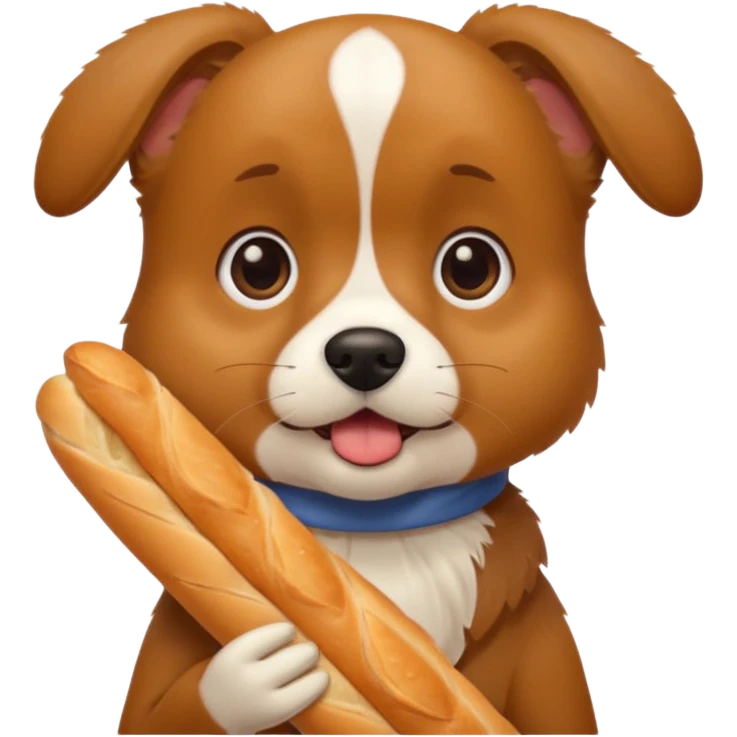 un chien choqué avec une baguette emoji