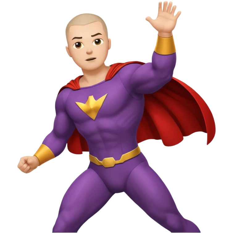 Make a superhero’s filing it’s a human white skin whit buzz cut back hair I need to see the all body in the position of flings  emoji