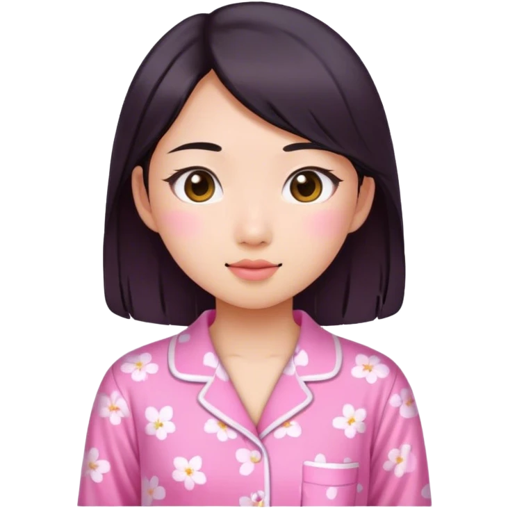 Asian girl wearing pink pajamas  emoji