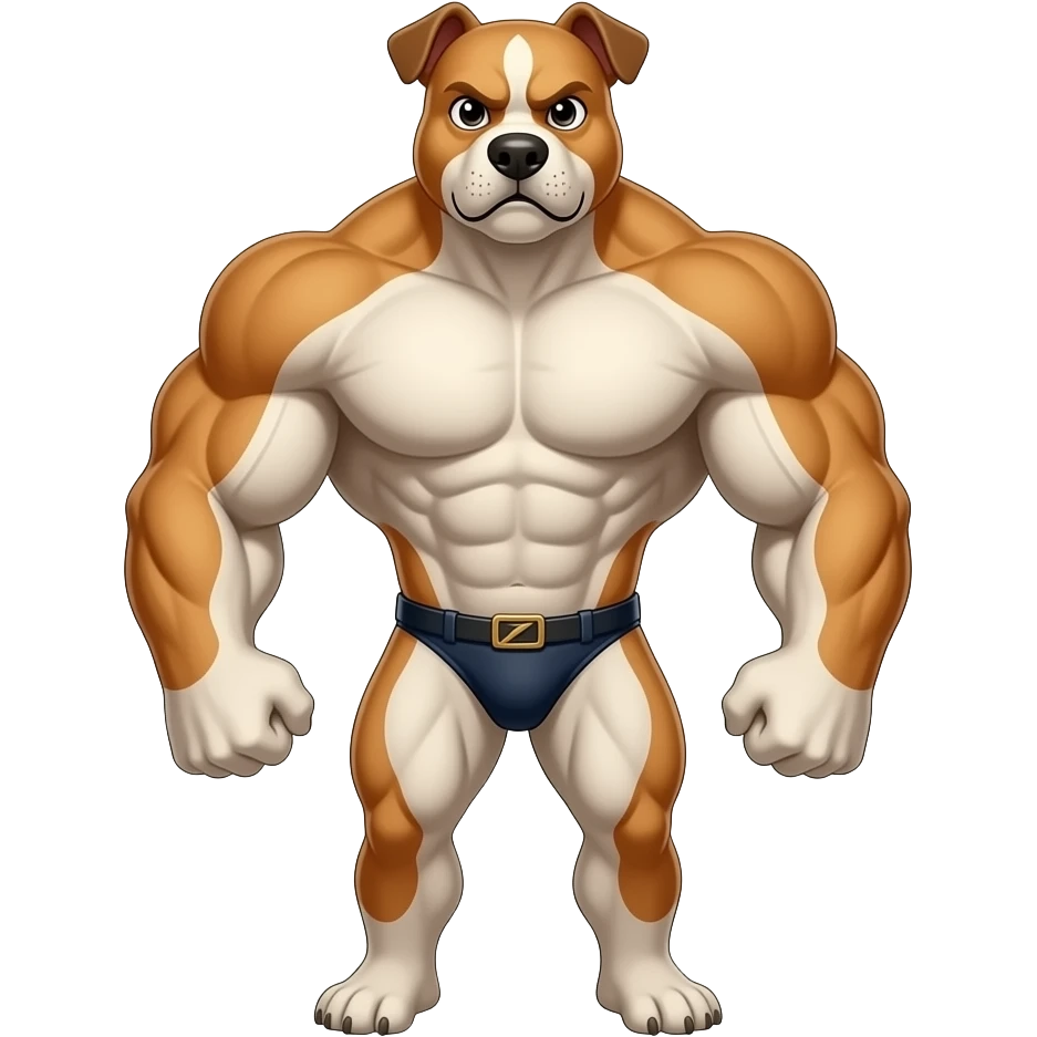 make a strong mean buff human dog with very strong muchles emoji