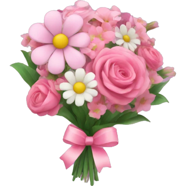 Floral bouquet with pink bow emoji