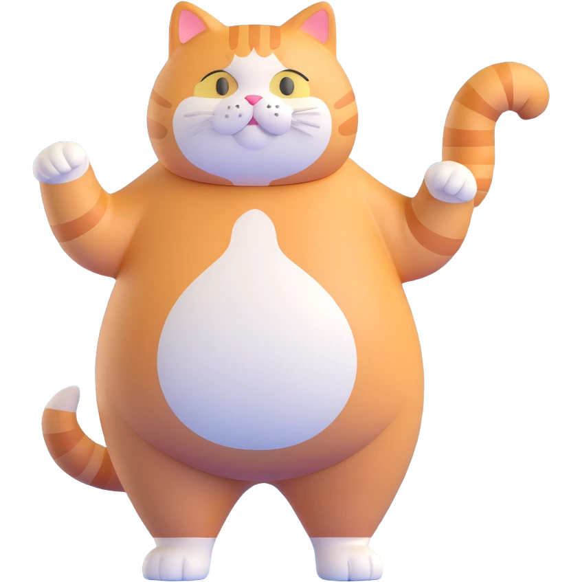 fat ginger cat standing, full body emoji