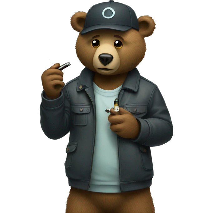 bear holding a vape emoji