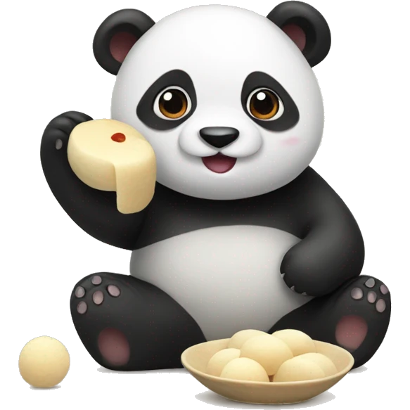 Panda eating mochi emoji