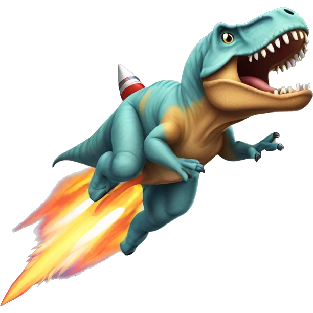 T. rex riding a rocket emoji