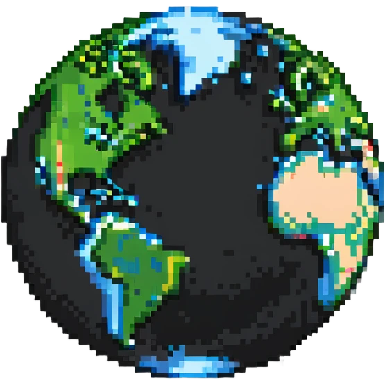 planet earth sphere, pixel art style, no background emoji