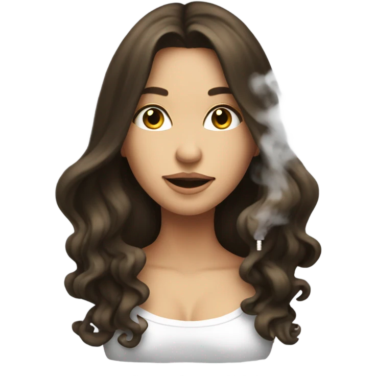 brunette girl vaping long hair emoji