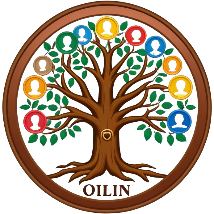 created a highly detailed but manly looking family genealogy logo too include the name Odlin and a title of Genealogy while using multiple colors in the logo emoji