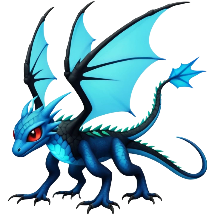 Cool Edgy black-blue ethereal badass punky Vernid-Trico-Flygon-animal-creature full body emoji