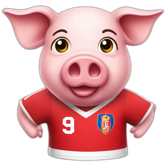 pig with red football cska sofia shirt emoji