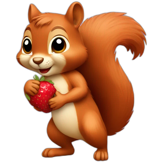 a squirrel holds strawberries in its paws emoji