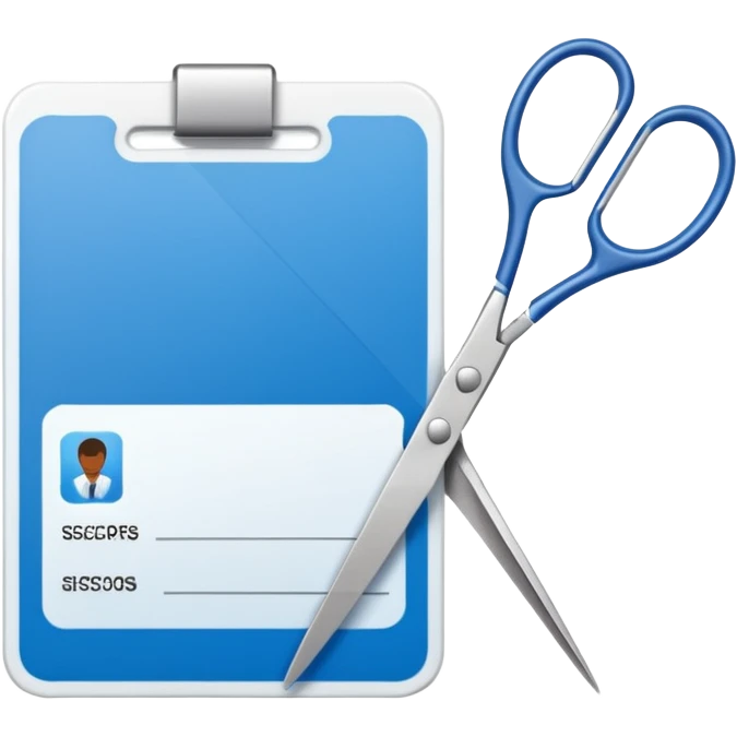 Scissors cutting ID card in half emoji