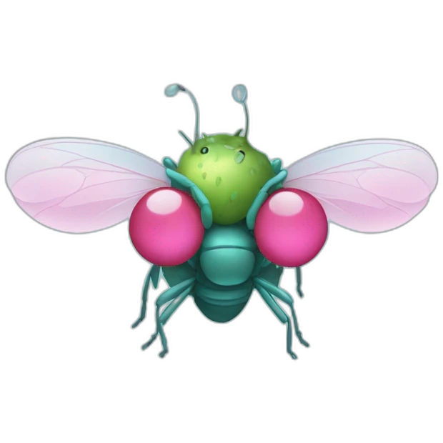 cyan fruit fly holding pink fruits emoji