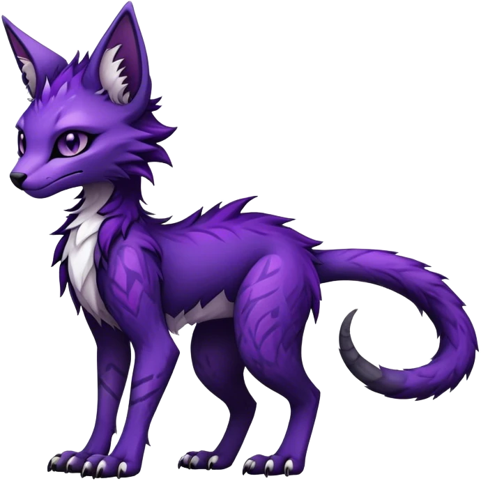 Kawaii dark edgy fantasy feline-vernid-sergal-fursona animal creature with a tufted tail full body with intricate markings.   emoji