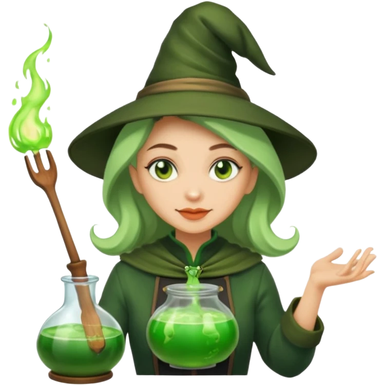 green witch cooking potion emoji
