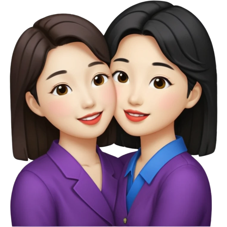 Korean lesbians, kissing emoji