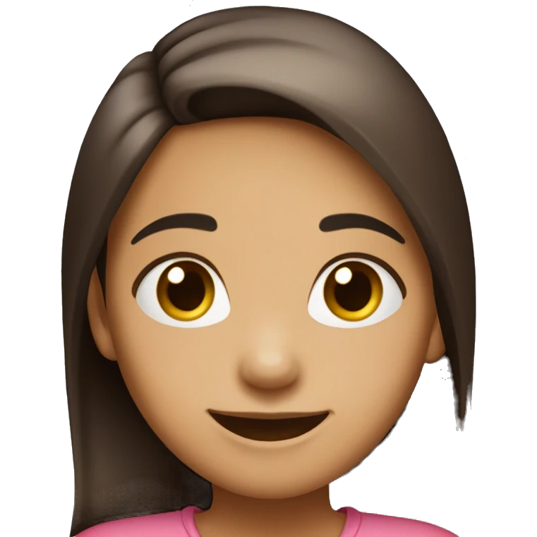 Girl approximately 10 years old, long dark brown straight hair happy love elated emoji