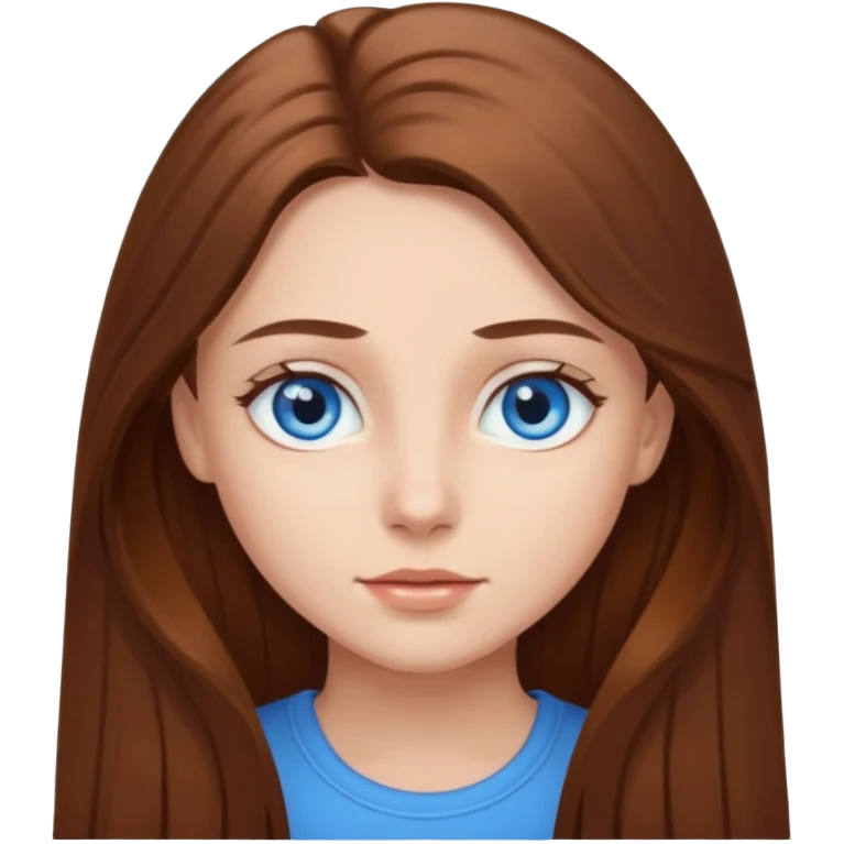 A girl with blue eyes and brown long hair emoji