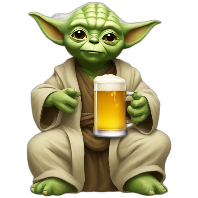 Yoda with beer emoji