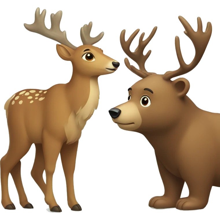 a bear and a deer emoji