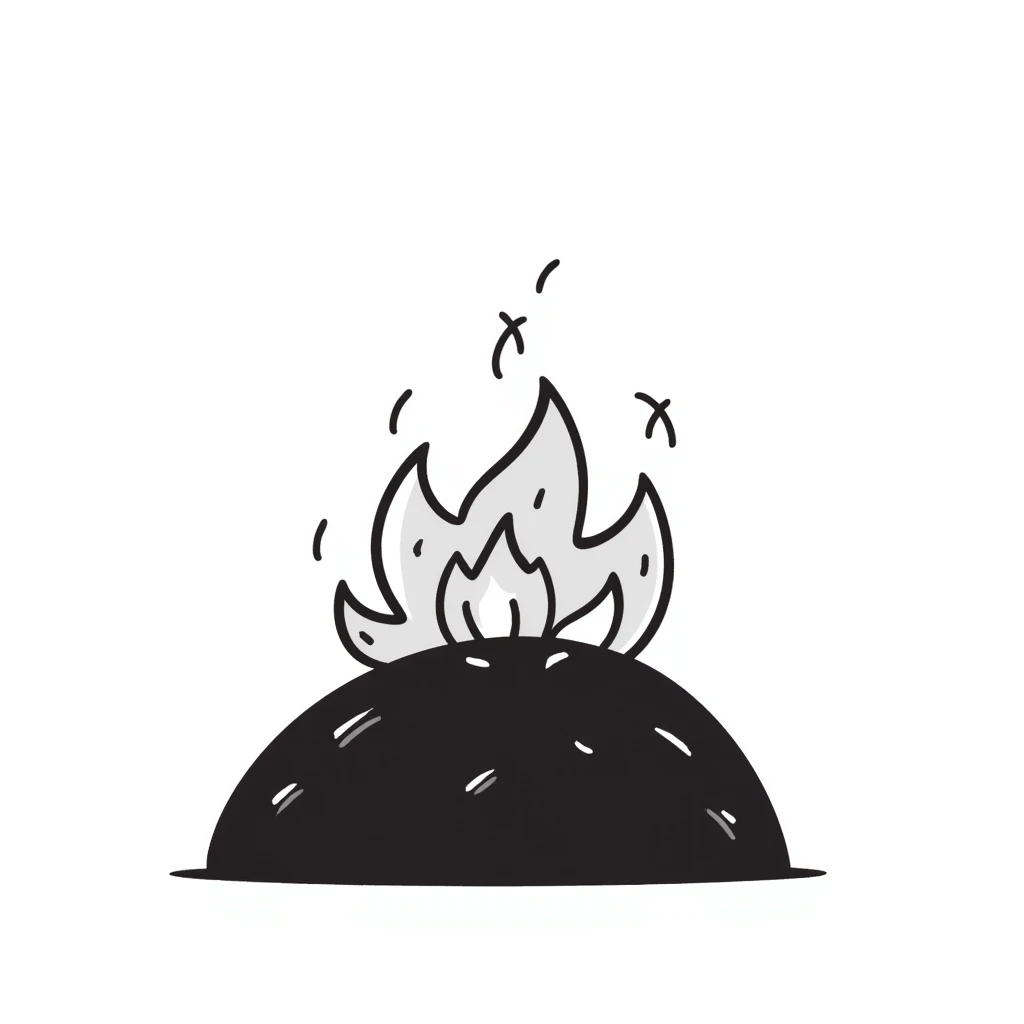 simple bush on fire with flames emoji