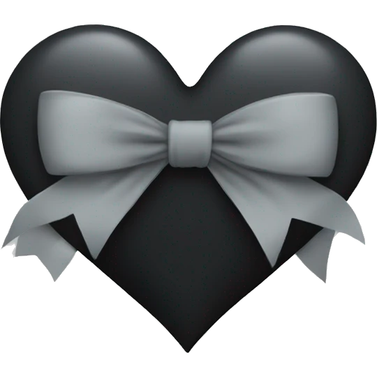 Black heart with grey bow emoji