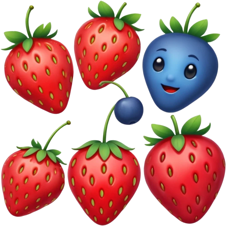 One strawberry, one blueberry, one cherry emoji