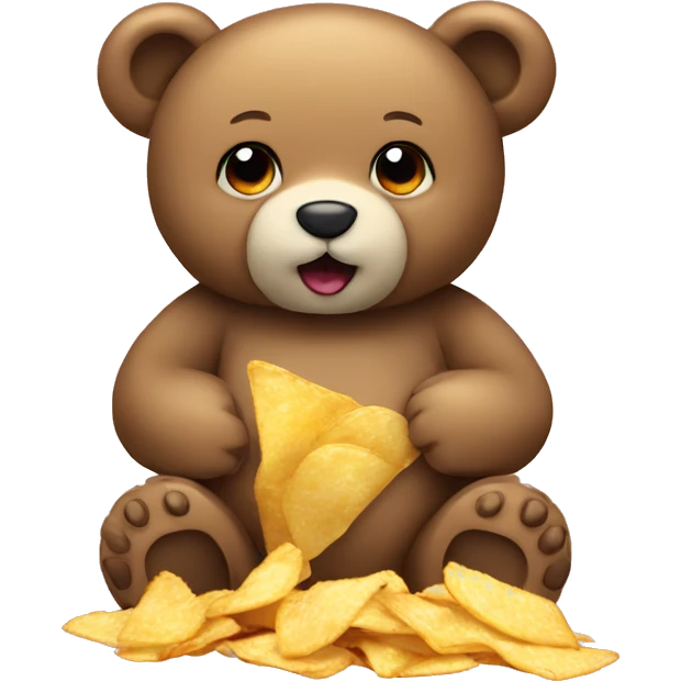 cute Teddy bear eating chips  emoji