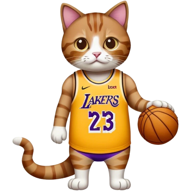 white brown Cat wearing a lakers lebron james jersey 24 emoji