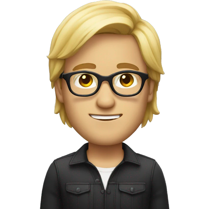 men with black round glasses and semi long blond hairs emoji