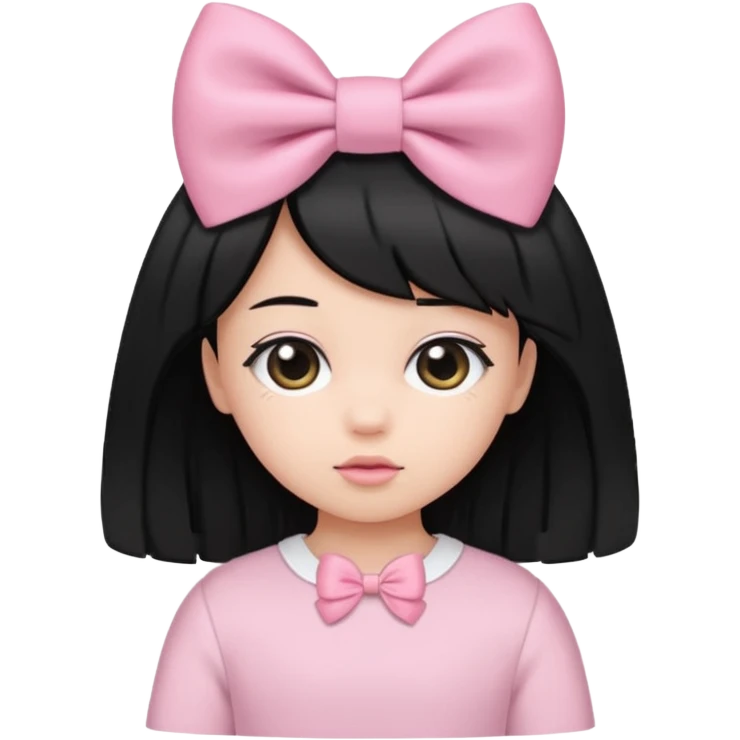 Black open hair from behind with baby pink bow emoji