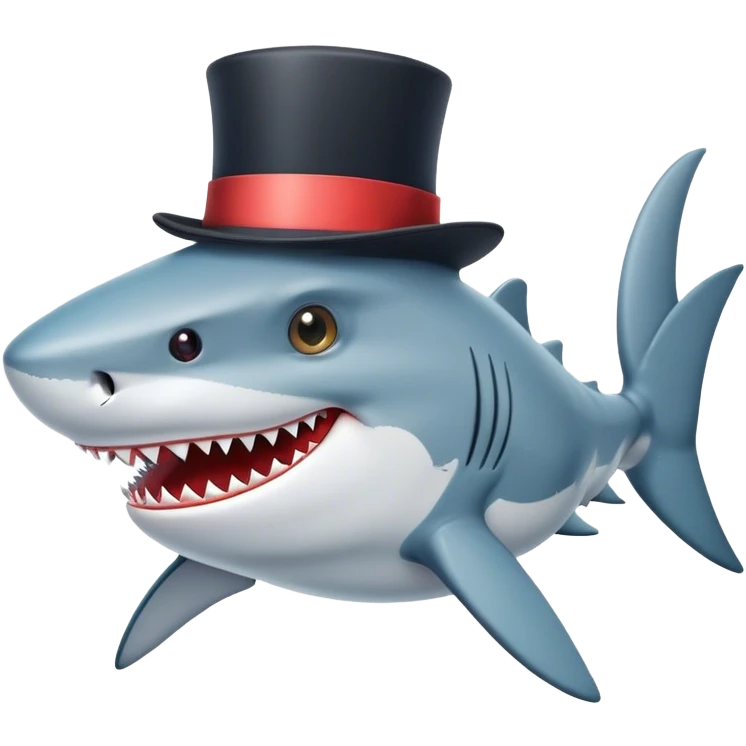 Shark with a top hat emoji