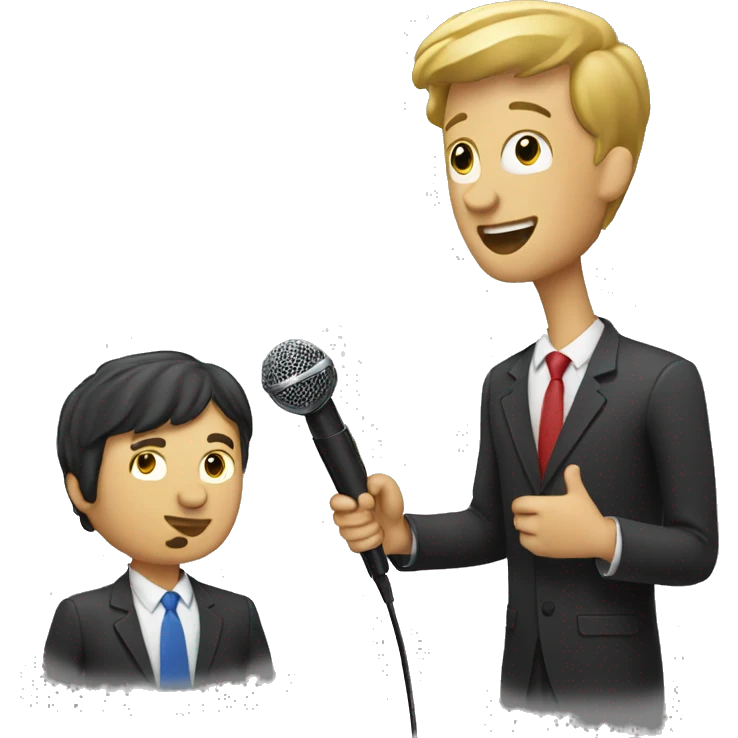 Guy taking interview with microphone  emoji