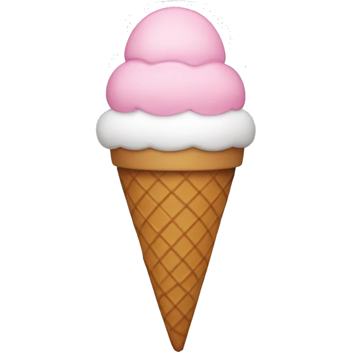 Pink, white, and brown ice cream cone emoji