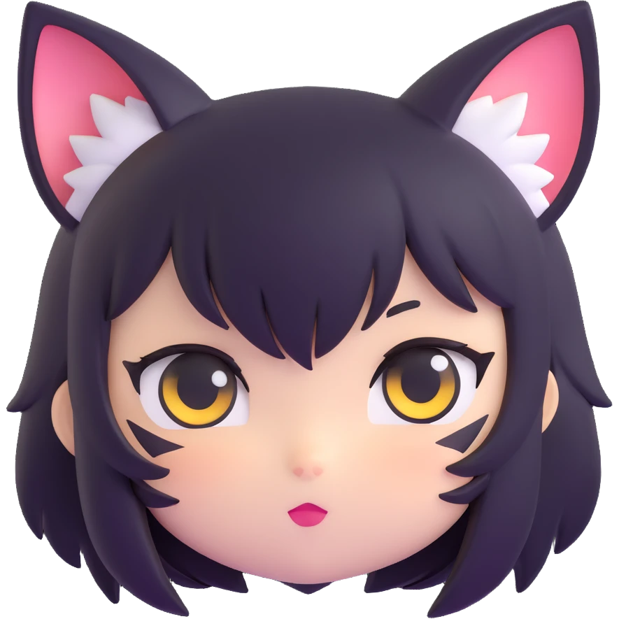 chibi anime catgirl face, playful emoji