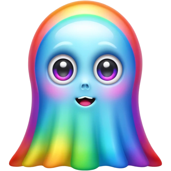 cute ghost with big eyes and rainbow colors emoji