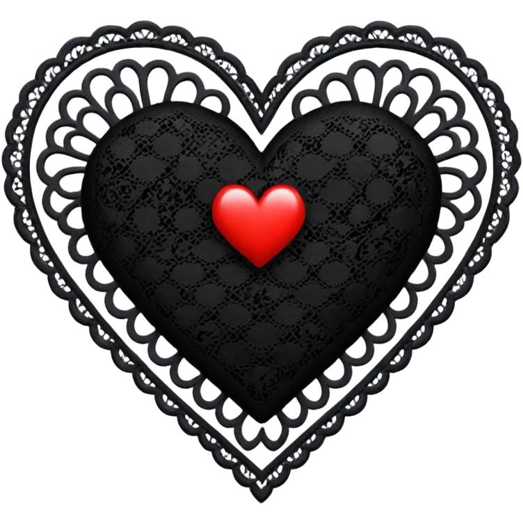 goth themed heart with a black lace tablecloth emoji