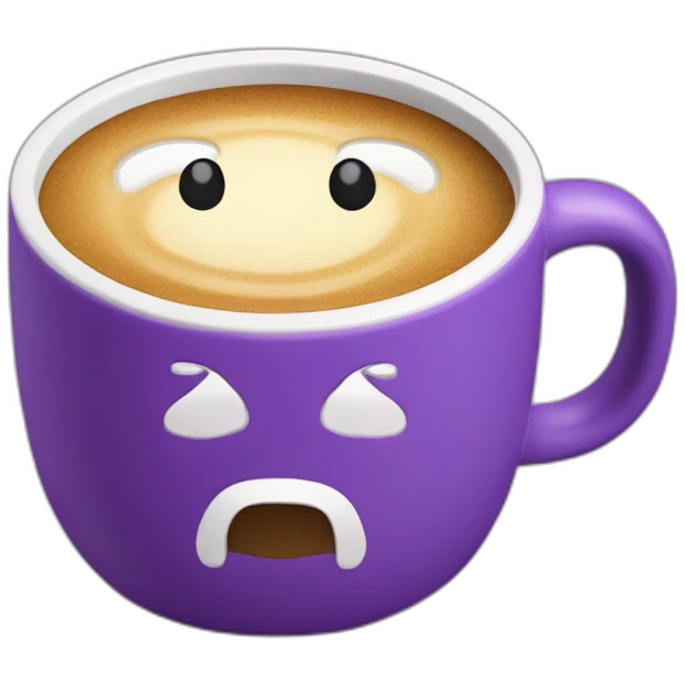 a coffe mug with the word "MUGGO" written on it. In a purple color emoji
