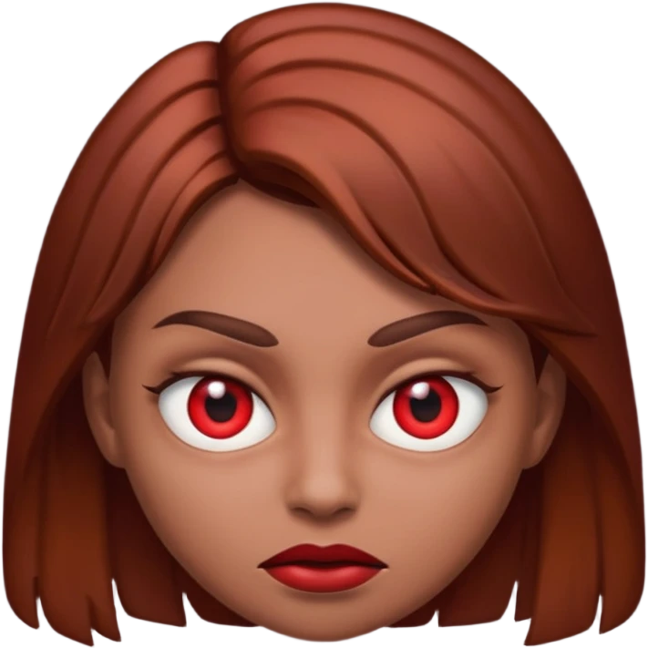 RED EYES, EVIL EMOJI, KILLER EYES, BROWN HAIR emoji