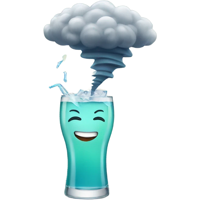 Tornado with a smile drinking gin emoji