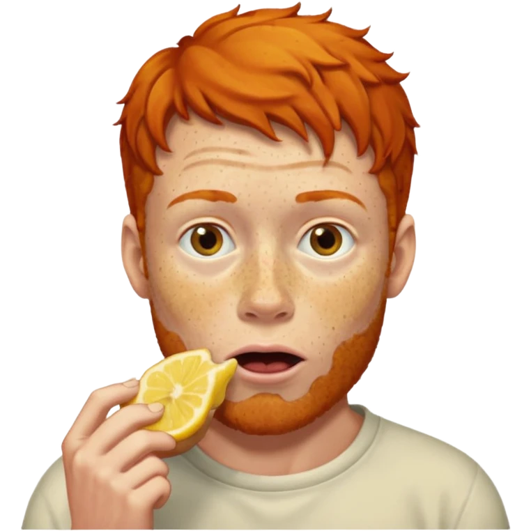 Ginger man with freckles eating ass emoji