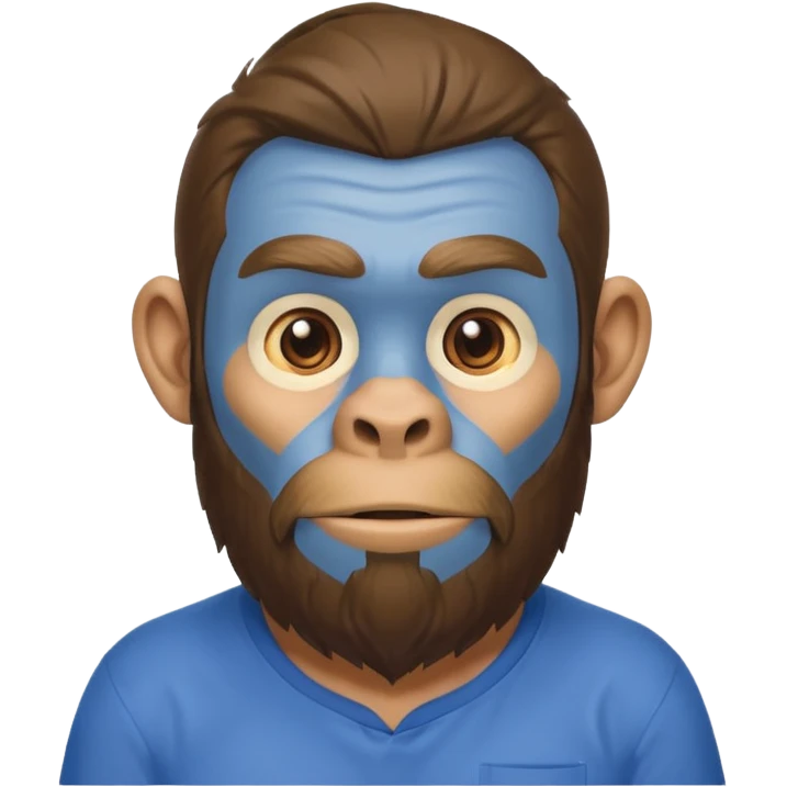 ancient ape, beard, blue shirt emoji