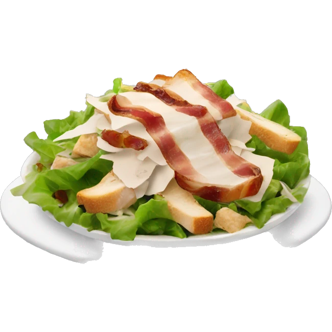 Cesar salad with bacon, croutons, chicken and Cesar dressing  emoji