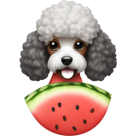 Poodle in a watermelon costume emoji
