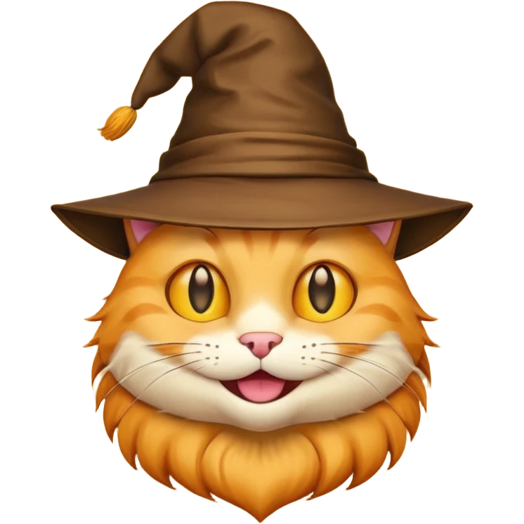 Simple yellow cat emoji wearing a sorting hat emoji