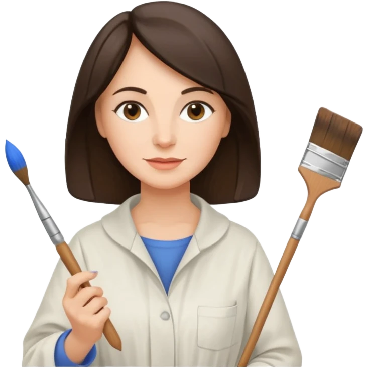 FEMME 45 ANS ET PLUS BRUNE ARTISTE PEINTRE AVEC UN PINCEAU emoji