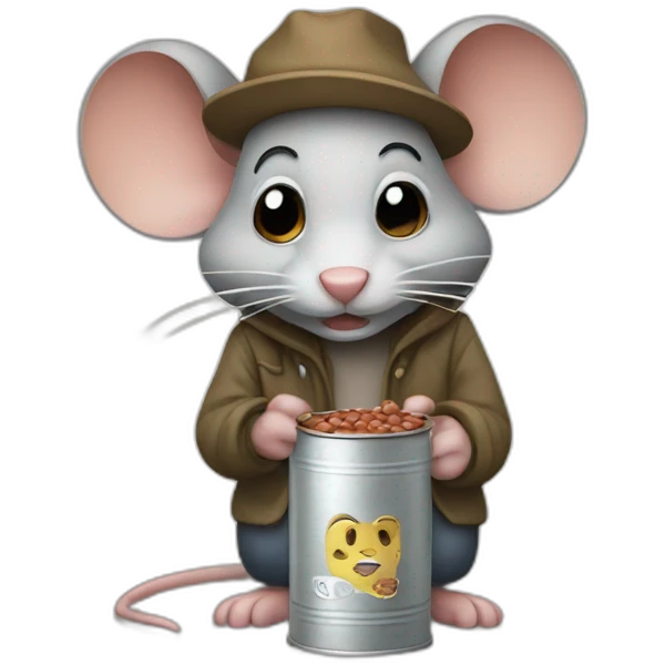 Sad hobo mouse holding a can of beans emoji