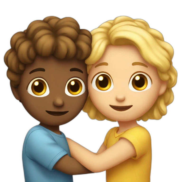 deux personnes qui se font un calin emoji