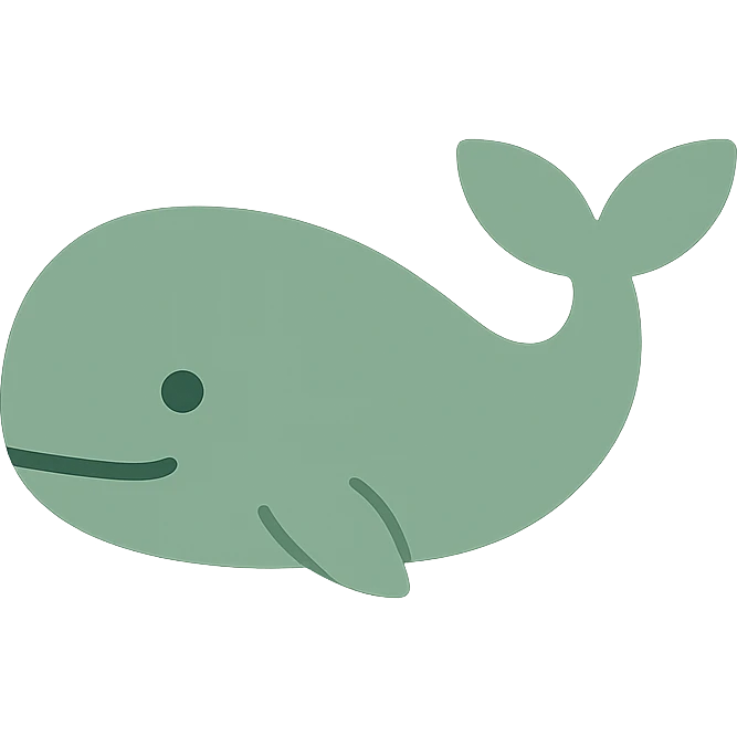 A dull green whale emoji