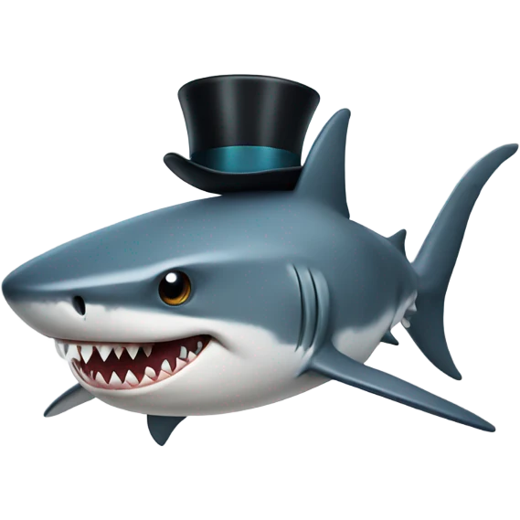 Shark with a top hat emoji
